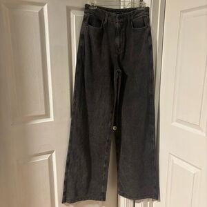 Good American Charcoal Wide Leg High Waisted Barrel Denim Jeans Size 6